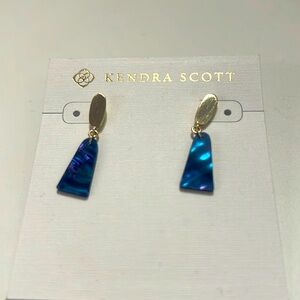 Kendra Scott Silver Tone Dangle Post Earrings with Blue Drop